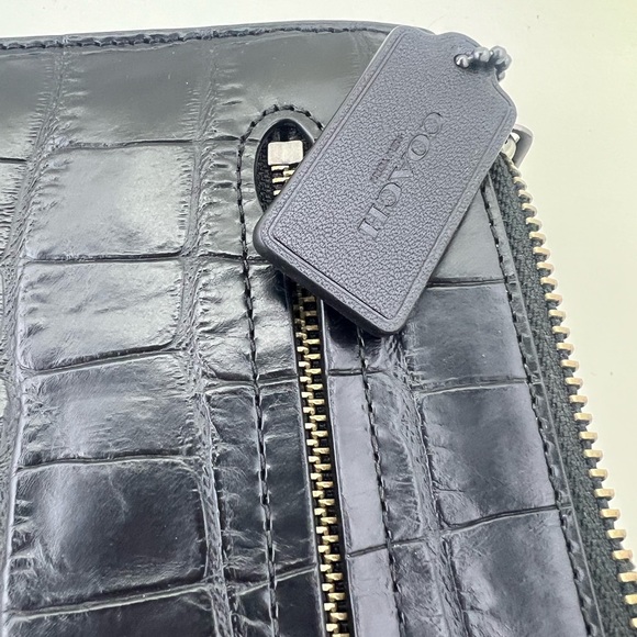 New Coach Manhattan Convertible Slim Messenger Blk Embossed Crocodile leather - Picture 12 of 14